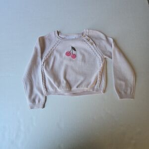 The Little White Company Pink Sweater with Cherry Embroidery